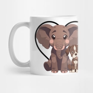 Elephant and Dog Friends Mug